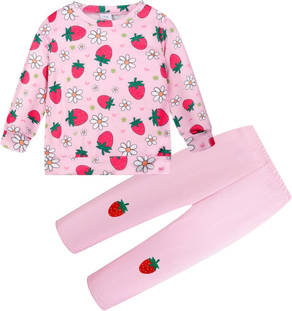 Unicorn Outfits for Little Girls 2 Pieces Ruffle Sleeve Sweatshirt + Leggings Autumn Leopard Clothing Sets 2-10 Years Old