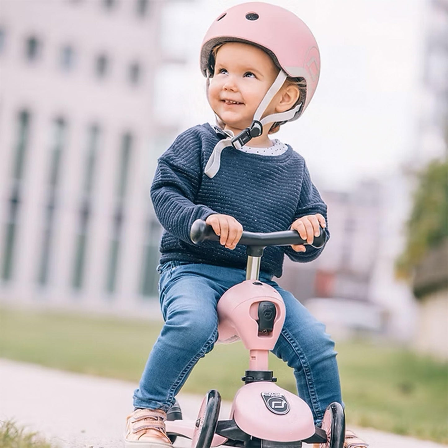 Scoot and Ride Baby Helmet with Adjustable Straps - Matte Finish - Small and Medium - Includes LED Safety Light and Soft Fleece Padding for Extra Protection