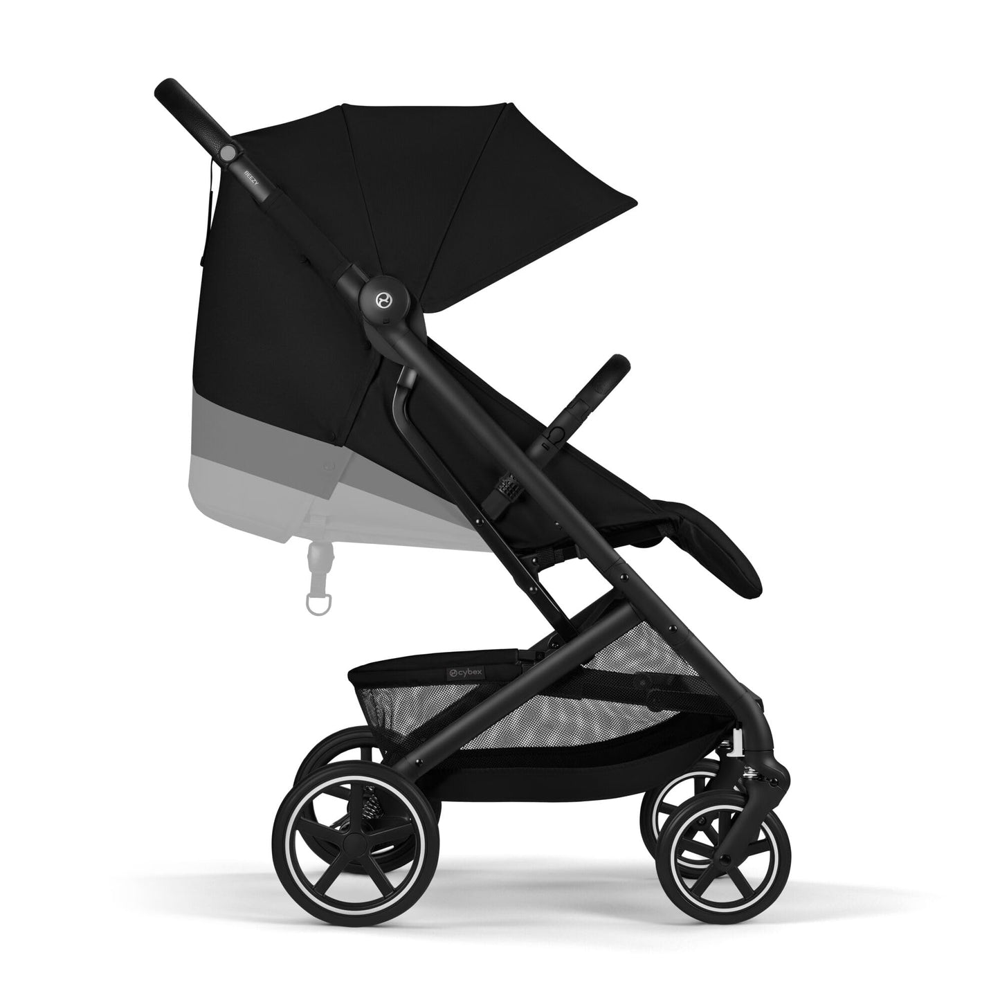 Cybex Gold Kinderwagen Beezy mit One-Pull Harness, Ab Geburt bis ca. 4 Jahre (max. 22 kg), Kompakt und ergonomisch, Magic Black (Schwarz mit schwarzem Rahmen)