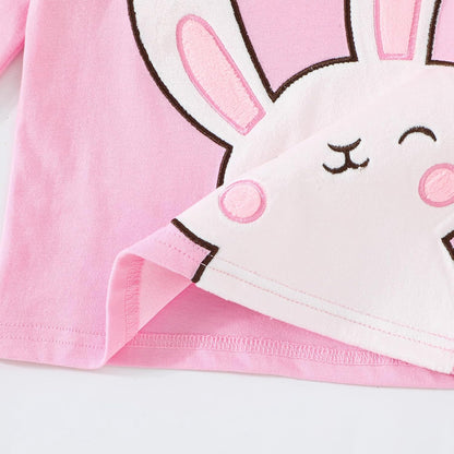 Kinder Hase Langarmshirt für Mädchen Jungen Baumwolle Rundhals Langarm Shirt Ostergeschenke Cartoon Bunny Oberteile Tops 2-7 Jahre