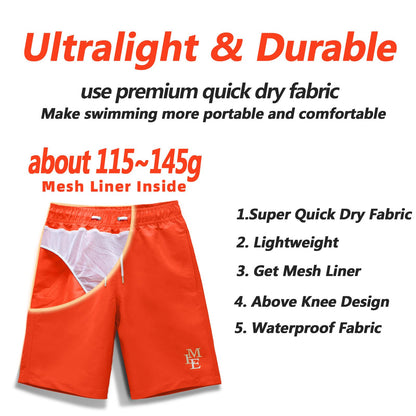 MEILONGER Badehose Jungen Badeshorts Schnelltrocknend Boardshorts mit Netzfutter Taschen und Verstellbarem Tunnelzug