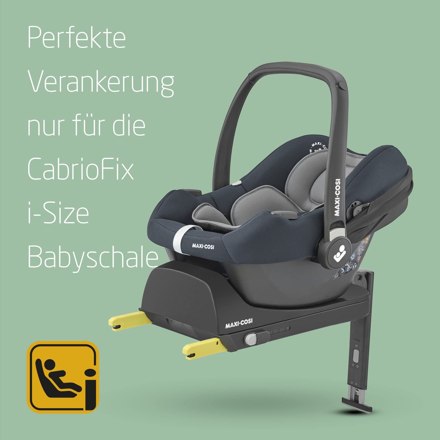 Maxi-Cosi CabrioFix i-Size, Babyschale, 0–12 Monate, max. 12 kg, leichter i-Size Kindersitz (3,2 kg), Sonnenverdeck, gepolsterter Sitz, für viele Maxi-Cosi Kinderwagen, Essential Green - Meloni2