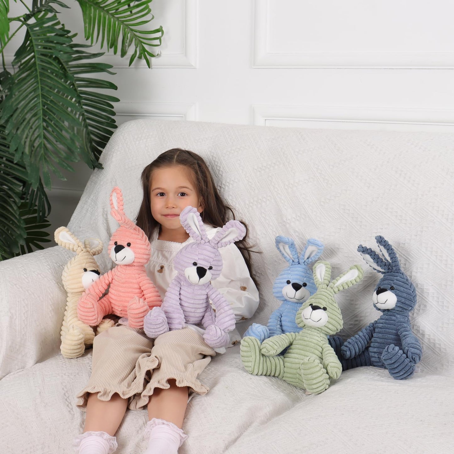 Apricot Lamb Cuddly Toy Green Rabbit 23 cm - Plush Toy Plush Toy for Children and Baby - Fluffy Stuffed Toy for Playing, Gift & Cuddling - Cosy Cuddly Toy - Cord Rabbit