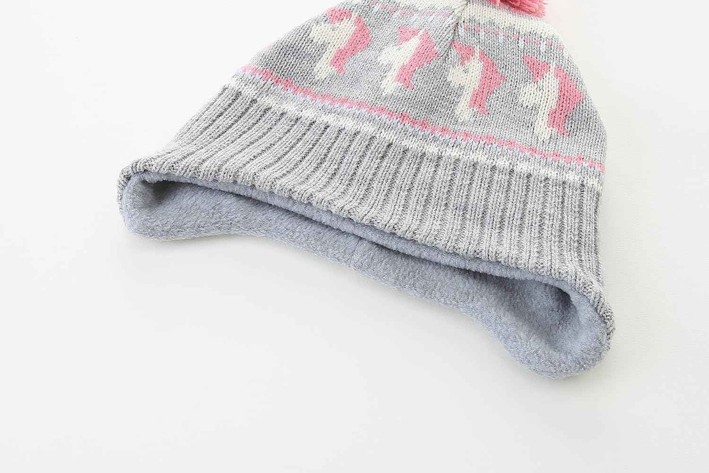 Winter Hat Girls Kids Beanie Earflap Pompom Baby Knitted Hat Girls