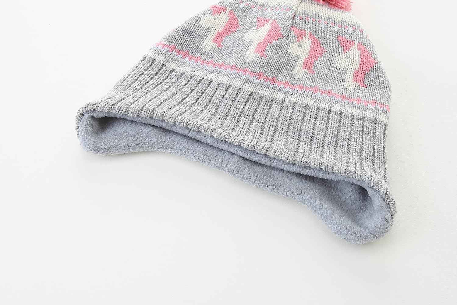 Winter Hat Girls Kids Beanie Earflap Pompom Baby Knitted Hat Girls