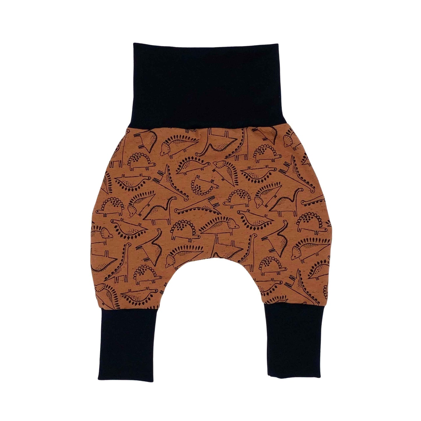 Growing Baby Baggy Trousers Made of Cotton Jersey - Handmade Growing Trousers Baby Trousers for Boys - Sizes 50-74 | 68-86 | 92-104 (Mini Rainbow Brown, 50-74)