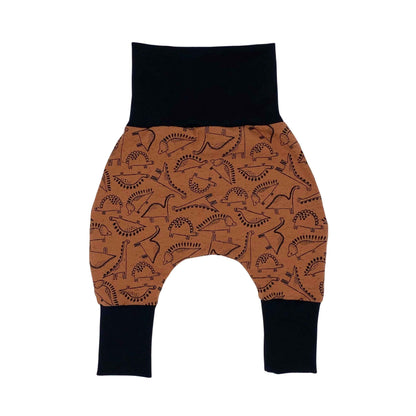 Growing Baby Baggy Trousers Made of Cotton Jersey - Handmade Growing Trousers Baby Trousers for Boys - Sizes 50-74 | 68-86 | 92-104 (Mini Rainbow Brown, 50-74)
