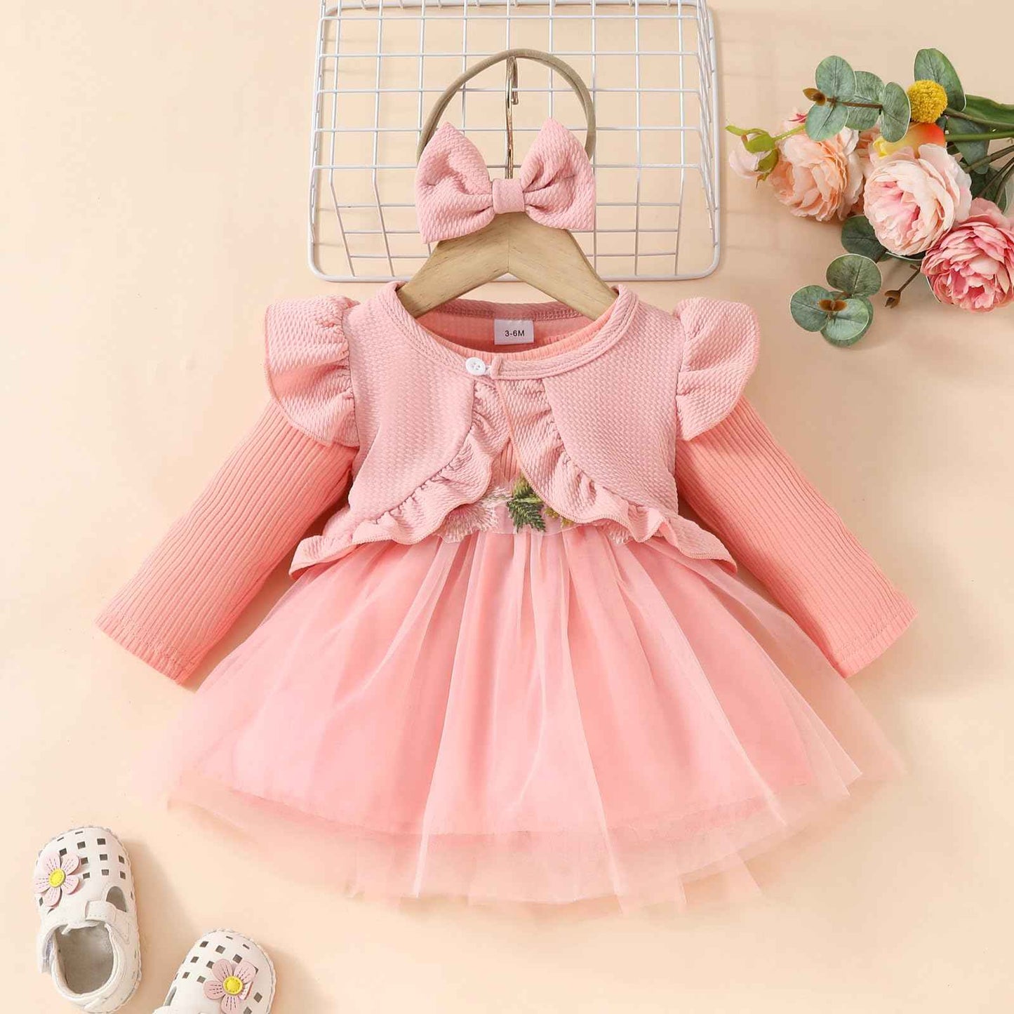 Toddler Baby Girl Dress and Cardigan Set Long Sleeve Cotton Princess Tutu Dresses with Outfits Coat