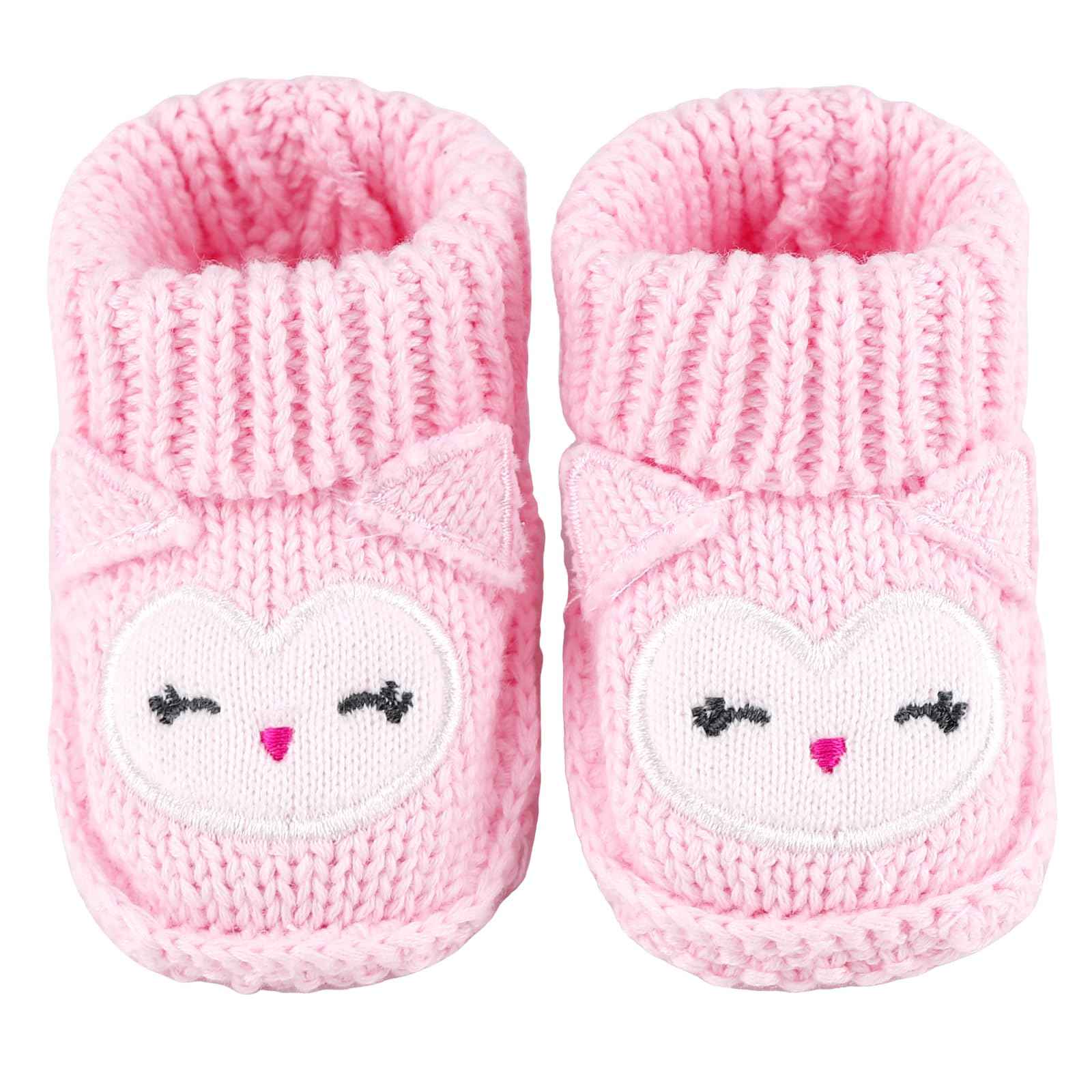 LACOFIA 2 Pairs Newborn Knitted Baby Shoes Soft Baby Boys Girls Ankle Boots 0-3 Months