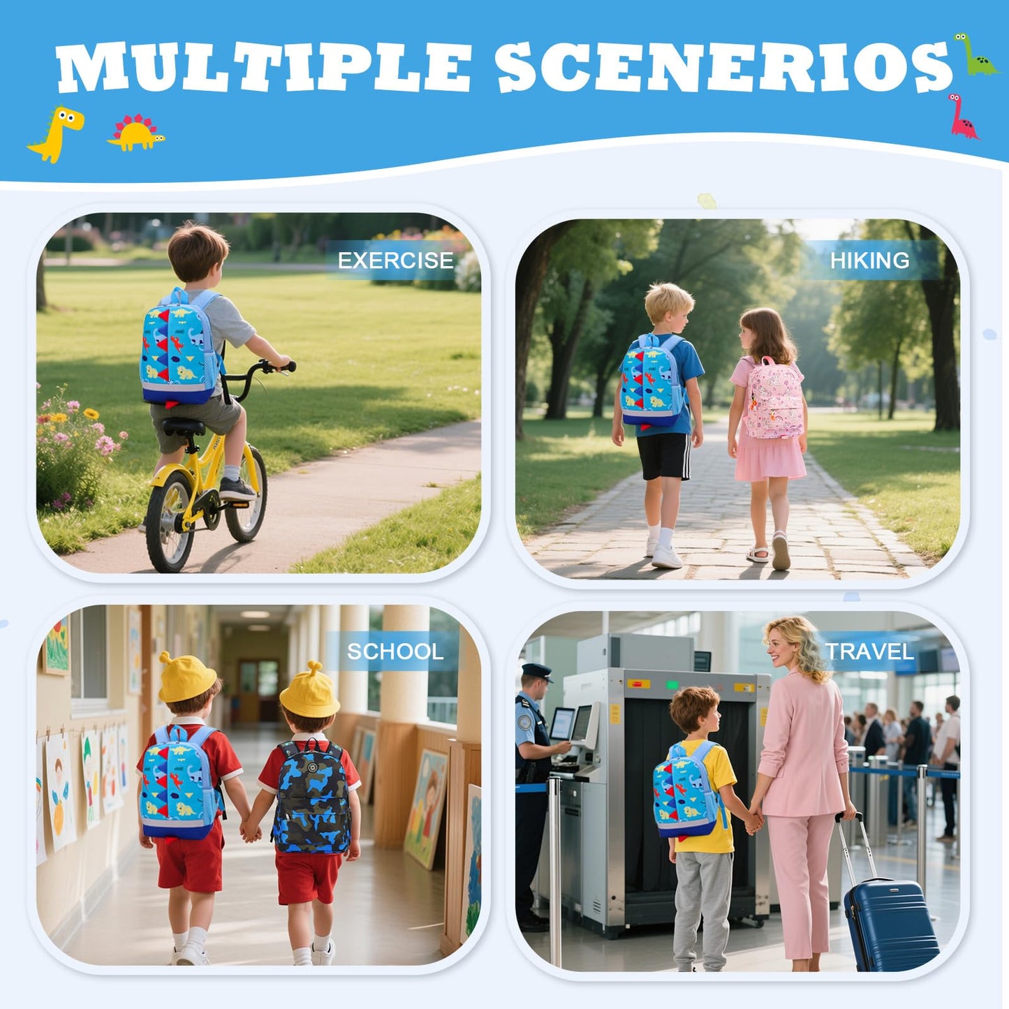 Kinderrucksack Jungen, Mini-Dinosaurier-Rucksack, Kindergarten Schulrucksäcke, Kleinkind Schultasche für Kinder, Jungen, Mädchen, Kleinkind