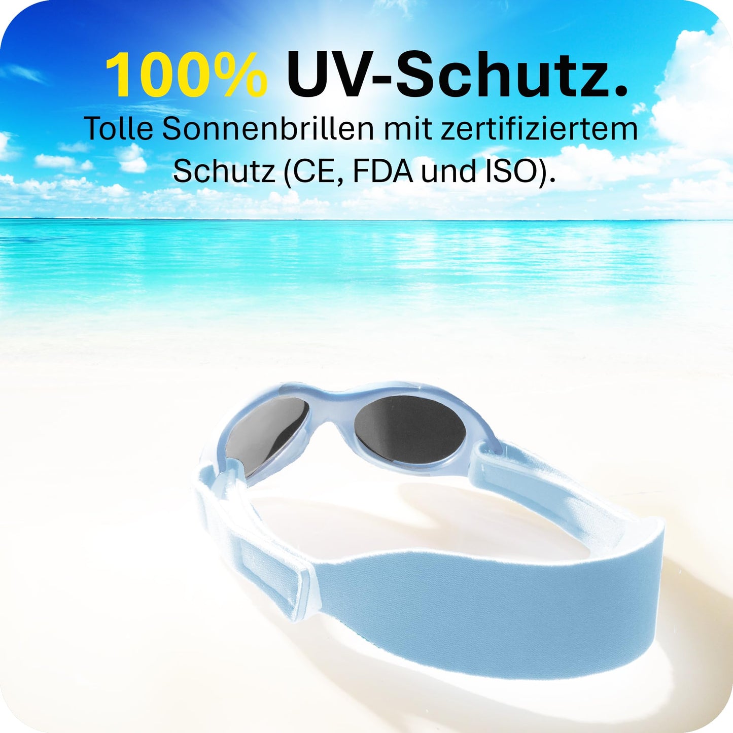 Mausito BABY Sonnenbrille 0-18 Monate Mädchen I VERGLEICHSSIEGER Sonnenbrille Baby 100% UV-Schutz I BIEGSAM & verstellbares Band I Schadstofffrei I Europäisches Design für Kinder gemacht