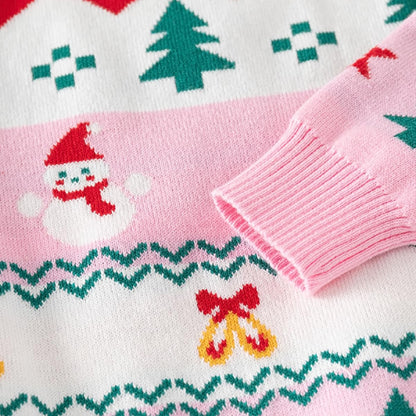 Fandecie Children's Christmas Jumper Cotton Crew Neck Christmas Elk Santa Sweater Girls Boys Sweatshirt Jumper 2-7 Years