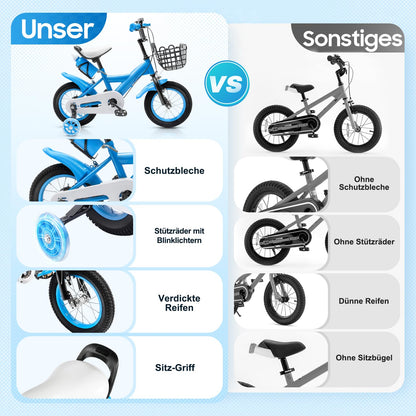 Charocean 12 Zoll Kinderfahrrad für ab 2-5 Jahre Jungen & Mädchen, Upgraded Kinder Fahrrad mit Stützrädern, Fahrrad für Kinder, HöHenverstellbar Kinderfahrräder für Schulung Outdoor Reiten - Meloni2