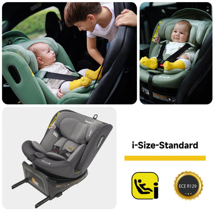 Jovikids 360° Drehbar Kindersitz mit ISOFIX, i-Size 40-150cm(ab Geburt -12 Jahre) Baby Autositz Reboarder mit Liegefunktion & Abnehmbar Vordach, ECE R129 (Rosa) - Meloni2