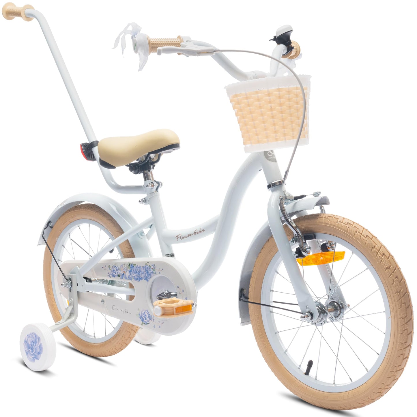 sun baby Mädchenfahrrad Flower Bike Radgröße zur Auswahl, mit Abnehmbarer Schubstange, Kinderfahrrad für Mädchen von 2 bis 6 Jahre