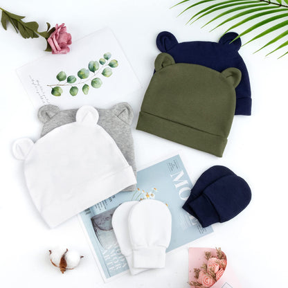 DRESHOW Neugeborenes Baby Mütze Hut und Handschuhe Set Beanie Bekleidung Unisex Infant Hut Kindergarten Mütze Baby Jungen Mädchen 0-6 Monate