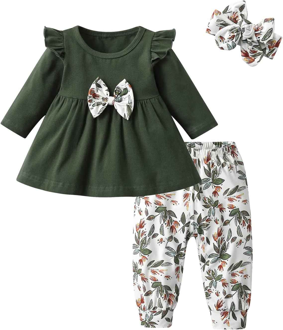 Joureker Baby Girls' Clothing Long Sleeve Ruffle Tops and Floral Printed Trousers Toddler Baby Girl Outfits Sets