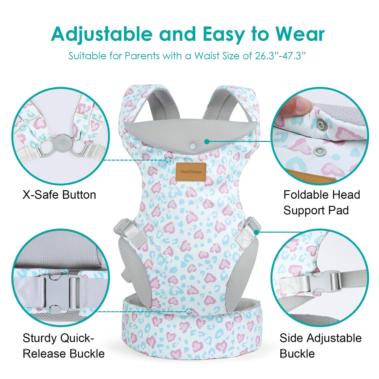 YooxArmor Babytrage für Neugeborene ab Geburt,Ergonomische gemütlich und leichtgewichtig Babybauchtrage mit Nackenstütze,Rückentrage Baby-Tragetasche Geeignet für 3-30 kg