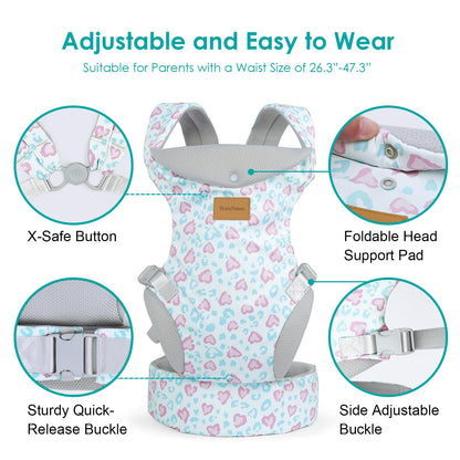 YooxArmor Babytrage für Neugeborene ab Geburt,Ergonomische gemütlich und leichtgewichtig Babybauchtrage mit Nackenstütze,Rückentrage Baby-Tragetasche Geeignet für 3-30 kg
