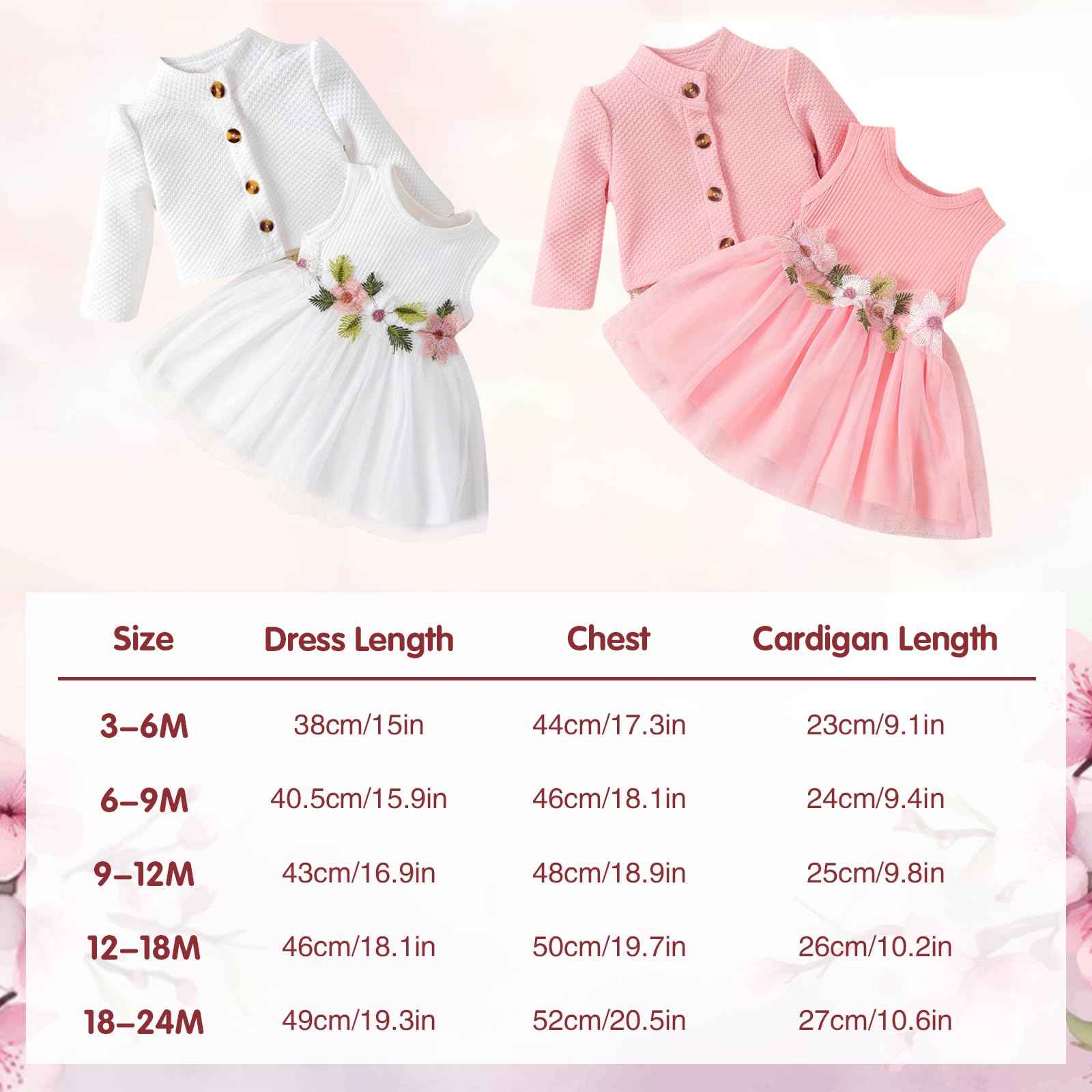 Toddler Baby Girl Dress and Cardigan Set Long Sleeve Cotton Princess Tutu Dresses with Outfits Coat