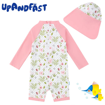 upandfast Baby Swimsuit with Buttons UV Protection Swimwear for Baby Girls 