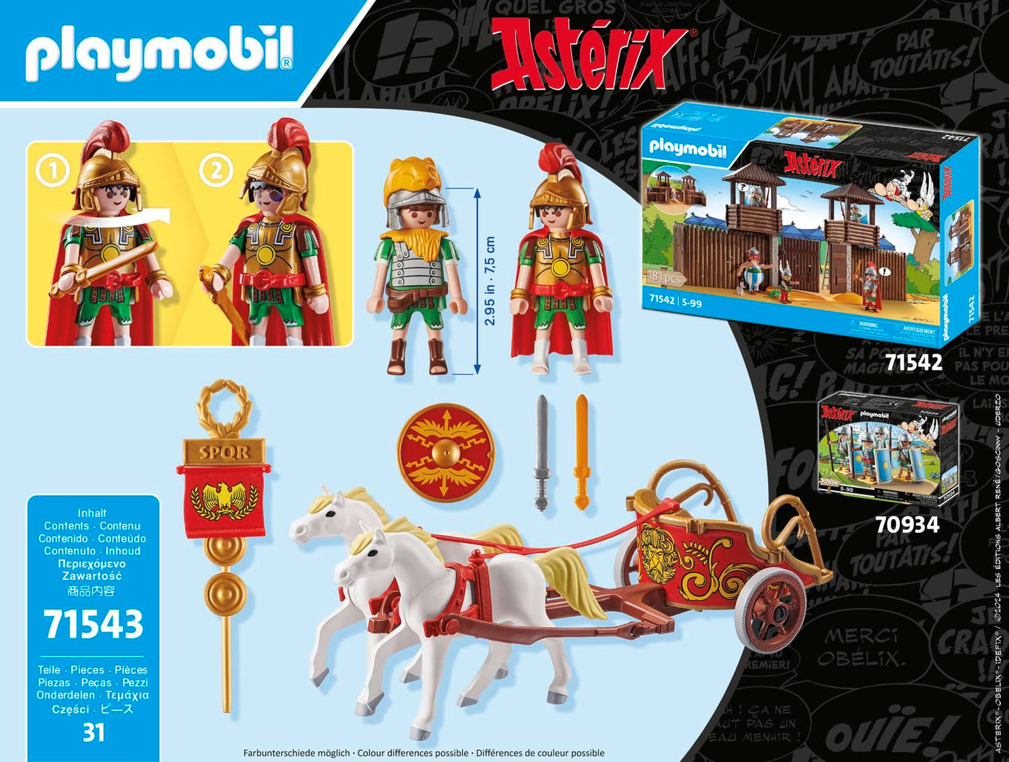 PLAYMOBIL Asterix 71542 Roman Camp, Exciting Conquest of the Camp by the Gauls, Includes Magic Potion for More Body Strength, Detailed Toy for Children from 5 Years