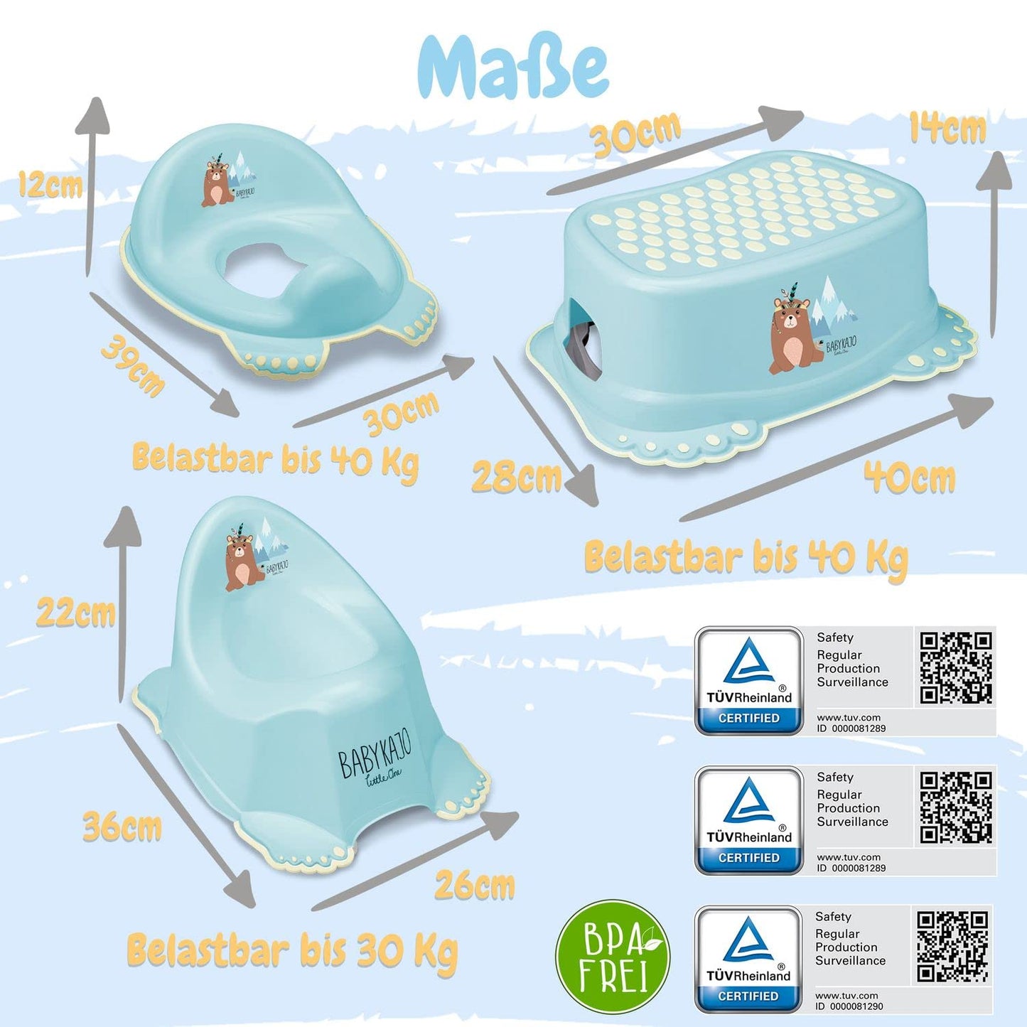 Baby Badewanne mit Gestell 4 Set TÜV Rheinland zertifiziert! Babybadewannen + Baby Badewannensitz +Abfluss + Gestell - Babywanne mit Ständer! Baby Pflegeset für Neugeborene.