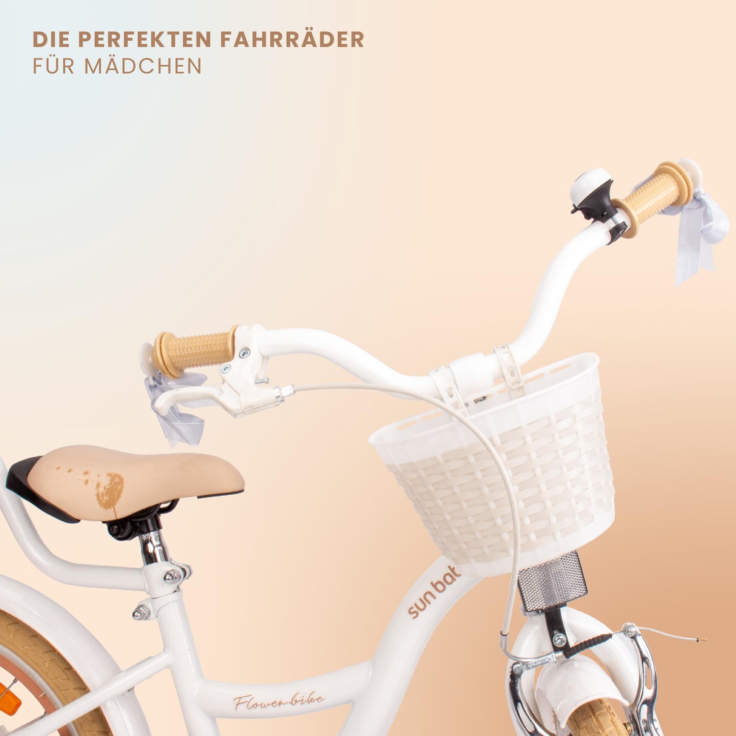 sun baby Mädchenfahrrad Flower Bike Radgröße zur Auswahl, mit Abnehmbarer Schubstange, Kinderfahrrad für Mädchen von 2 bis 6 Jahre