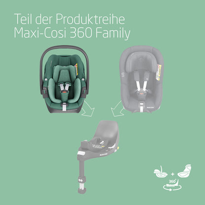 Maxi-Cosi Pebble 360 i-Size Babyschale Drehbar, Neugeborenen Autositz 360 Grad, 0–15 Monate (40–83 cm), Drehung mit einer, ClimaFlow, Easy-In-Gurt, G-CELL Seitenaufprallschutz, Essential Green - Meloni2