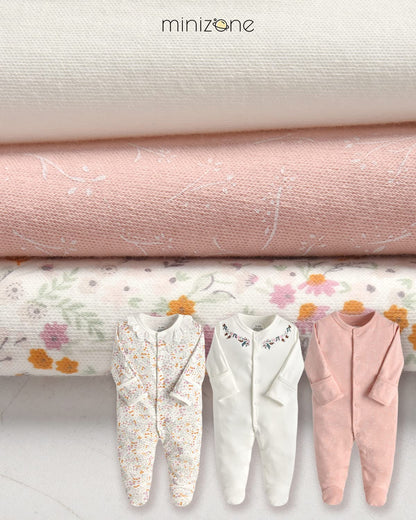 Minizone Baby Schlafstrampler 3er Pack, Pyjamas Langarm Strampler Jungen Mädchen Geschenk 9-12 Monate