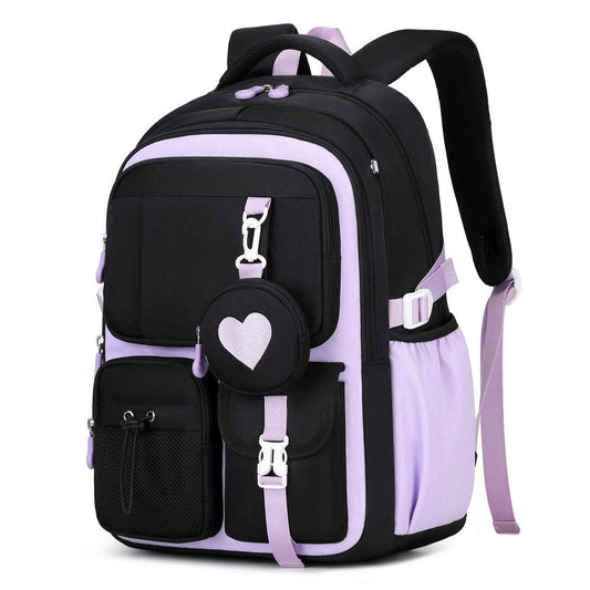 Schulrucksack Teenager Mädchen 22,9L mit Abnehmbarem Münzbeutel | Reflektierende Sicherheitsstreifen,S-förmige Wirbelsäulenstütze,Wasserfestes Gewebe,Wabenbelüfteter Rücken