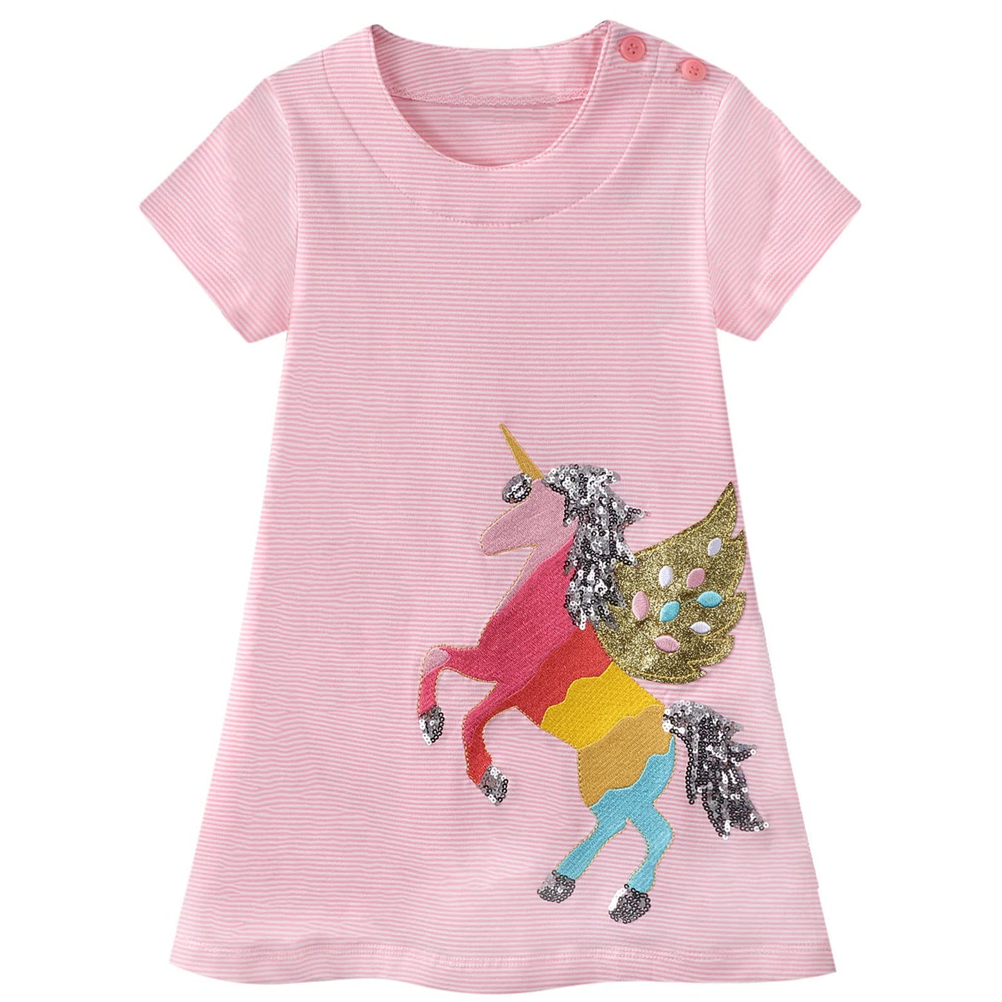 Baogaier Kleid Mädchen Pailletten Tüll Kleider Baumwolle Sommerkleid Sommer Frühling T-Shirt Tüllkleid Kinderkleid Gr. 92-122