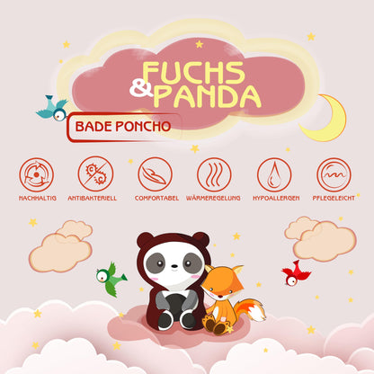 Fuchs&Panda® Badeponcho Kinder EXTRA warm, weich & kuschelig (100% Bambus) | Badeponcho Baby | Handtuch Poncho Kinder mit toller Geschenkverpackung (Kupfer-grün)