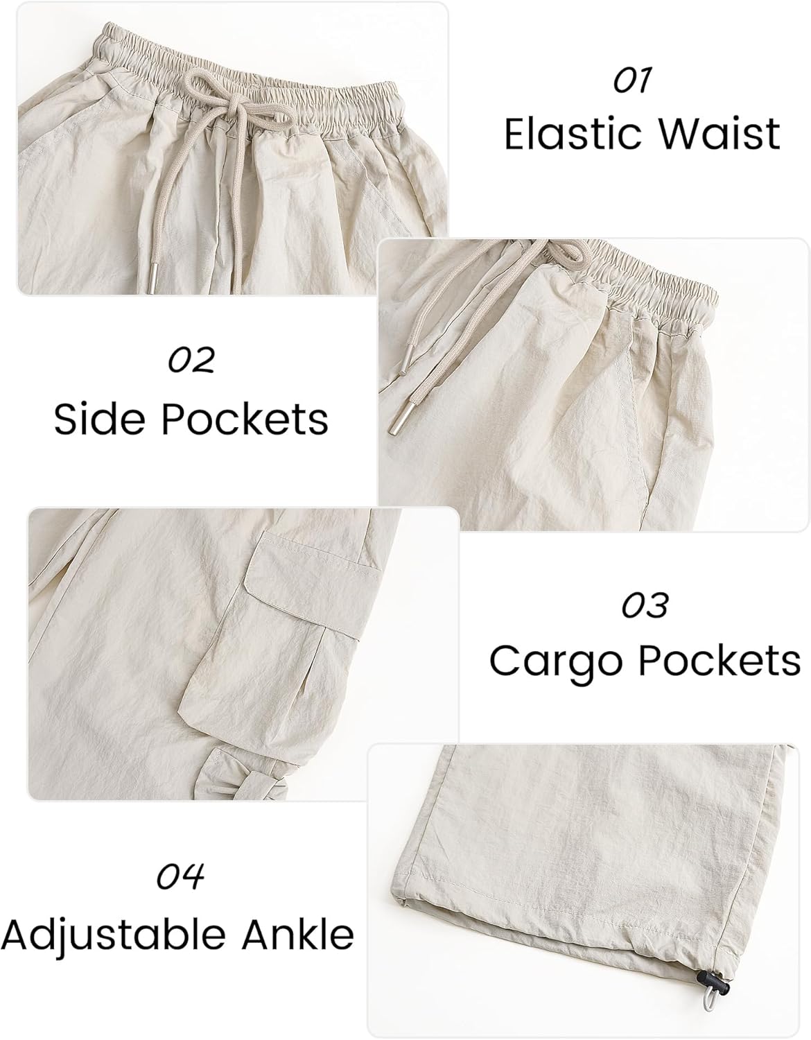 Cargo Hose Mädchen Freizeithose Baggy Hip Hop Hose mit Gummibund Schleife Leicht Dünn Sommerhose 4 Taschen Freizeit Streetwear Kinder 5-14 Jahre