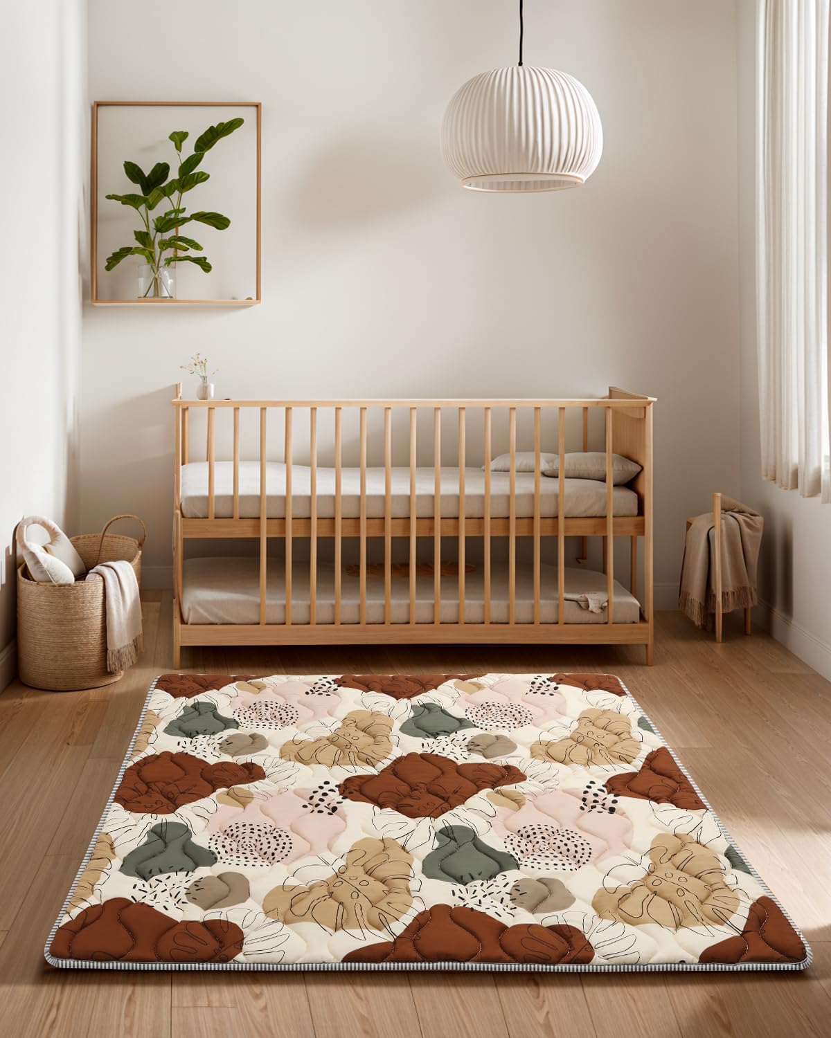 Lambluefly Krabbelmatte Baby Faltbar, Verdickte Krabbeldecke für Baby 127x127cm, Anti Rutsch Matte, Maschinenwaschbare, Spielmatte Baby Faltbar, Baby Play Mat für Laufgitter, Design im Bohème-Stil - Meloni2