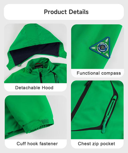 YoungSoul Children's Waterproof Rain Jacket with Removable Hood