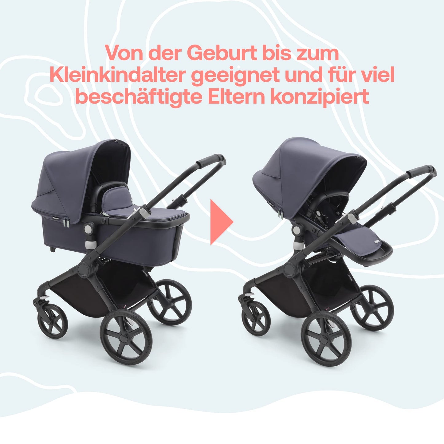 Bugaboo Fox Cub All Terrain Pushchair, Lightweight and Sturdy Pram, Durable Design and Extra Large Sun Canopy, One Piece and Self Standing Foldable - Black