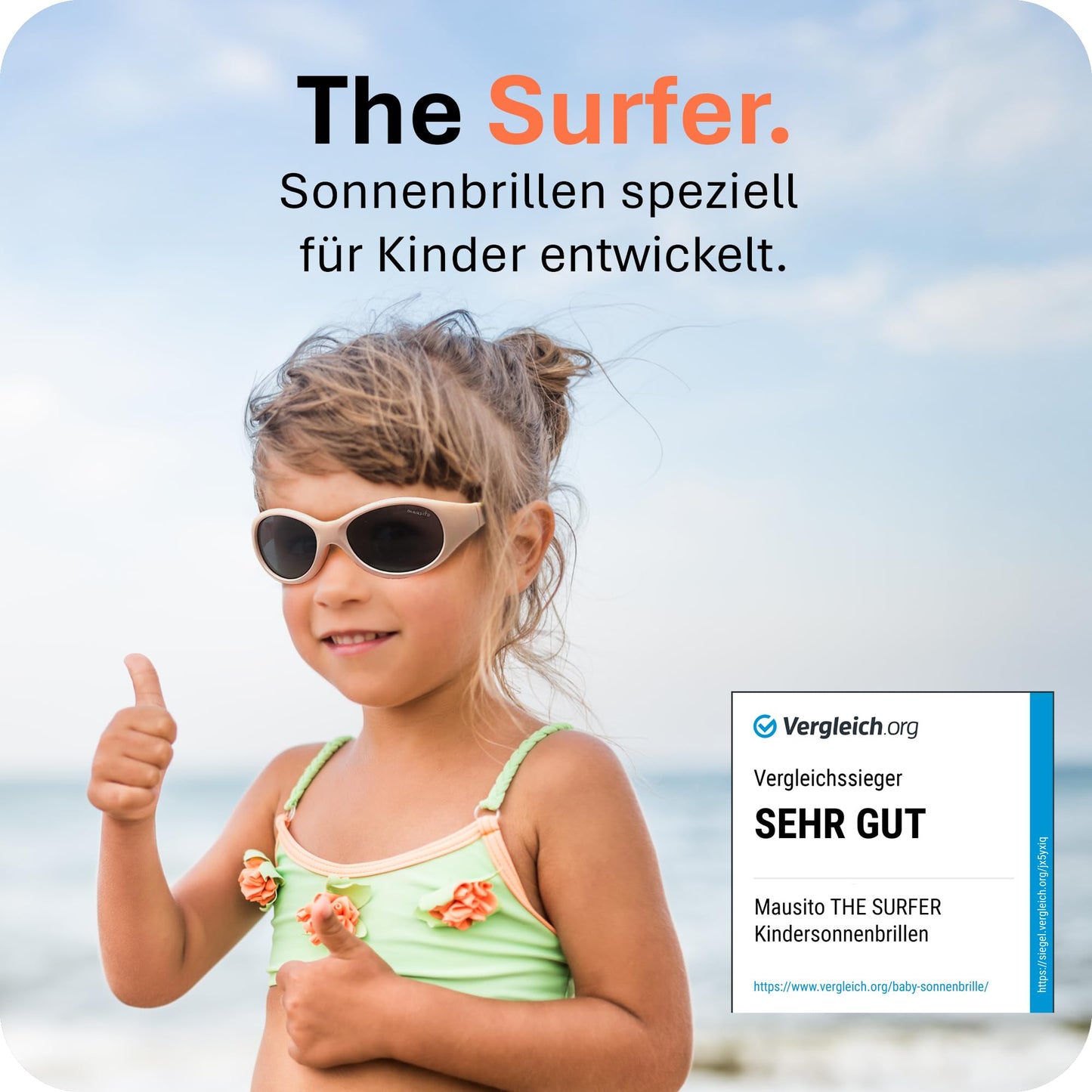 Mausito Children's Sunglasses 2-4 Years & 5-8 Years Comparison Winner Children's Sunglasses 100% UV Protection Flexible Non-Toxic Children's Sunglasses with Strap European Design Made for Children