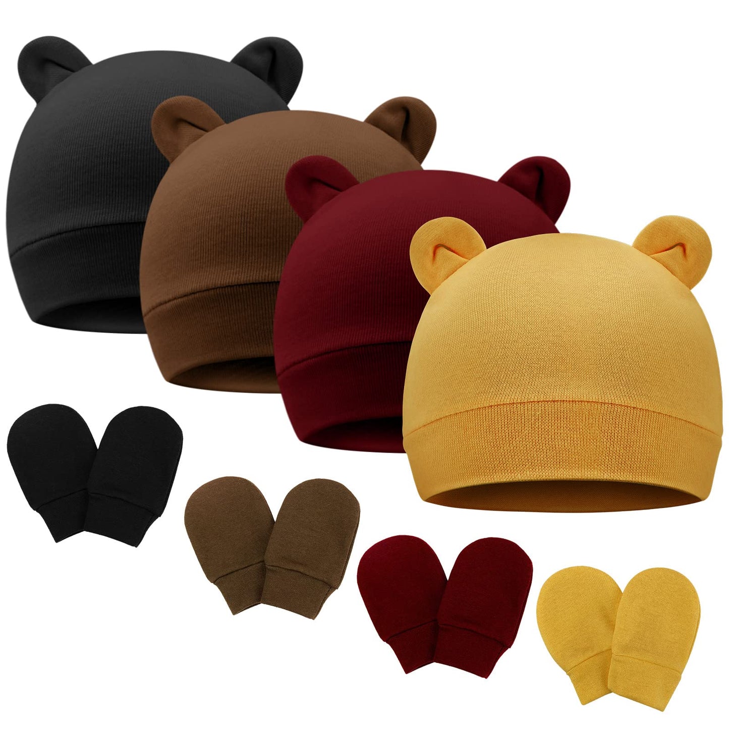 DRESHOW Neugeborenes Baby Mütze Hut und Handschuhe Set Beanie Bekleidung Unisex Infant Hut Kindergarten Mütze Baby Jungen Mädchen 0-6 Monate