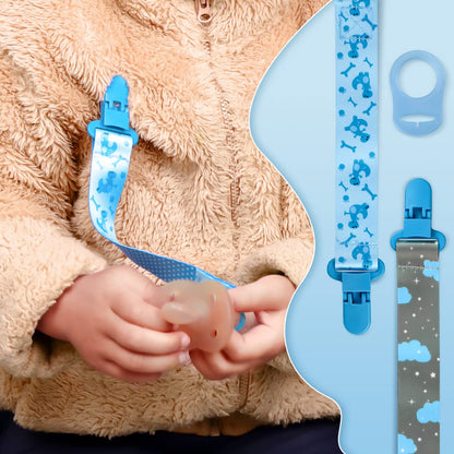 Suofuolef 4 Pack Schnullerkette Baby Mädchen, Baby Schnullerband Set mit Adaptern, Schnuller Clips für Neugeborenen Geburt & Taufe Geschenk, Rose