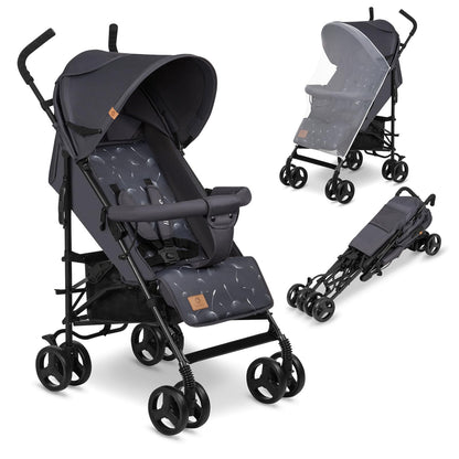 LIONELO Elia Buggy Small Foldable Pushchair up to 15 kg, Back and Footrest Adjustment, Rear Wheel Brake, Mosquito Net, Shopping Basket - Meloni2