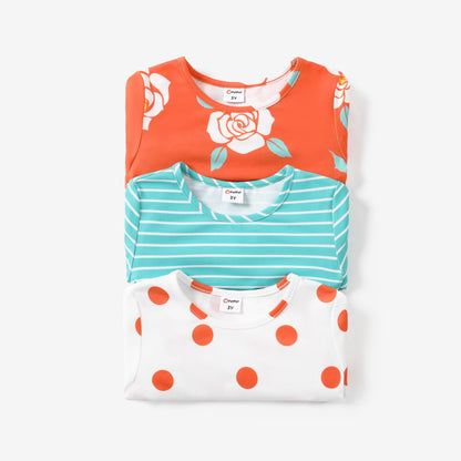PATPAT Mädchen Kleid Set, Packung mit 3 Sommerkleider mit Kurzen Ärmeln und Rüschen in 3 verschiedenen Prints, Hochzeit Geburtstag Party Bankett Urlaub, Prinzessin Kleider für Mädchen 2-7 Jahre