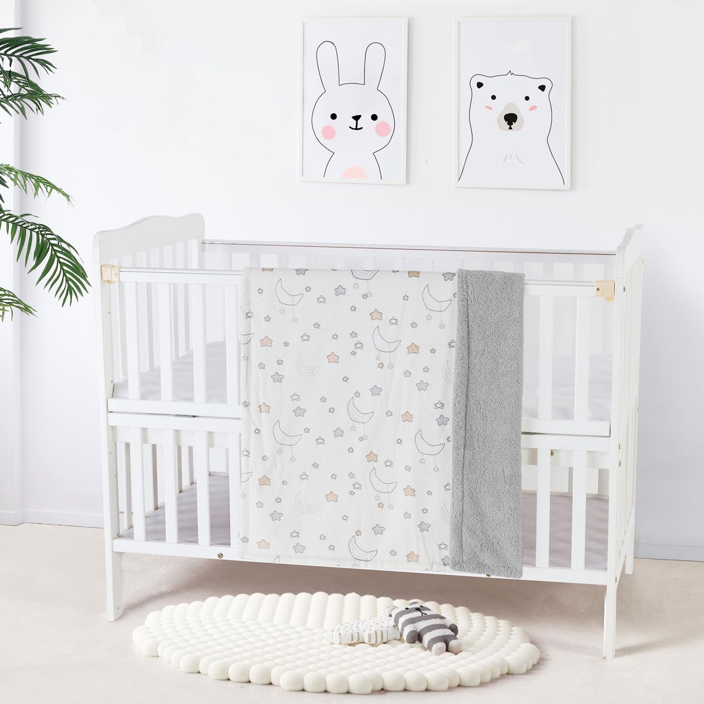 CREVENT Kleine Flauschige warme Baby-Überwurfdecke für Jungen, Kleinkinder, Kinderbett, Kinderwagen, 75 cm x 100 cm, graue Wolke