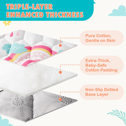 NiBaby Baby Crawling Mat 127x127cm, Foldable Play Mat for Baby with Non-Slip Bottom, Hypoallergenic and Safe for Babies, Crawling Blanket Baby Ideal for Indoor and Outdoor Use (Rainbow) 