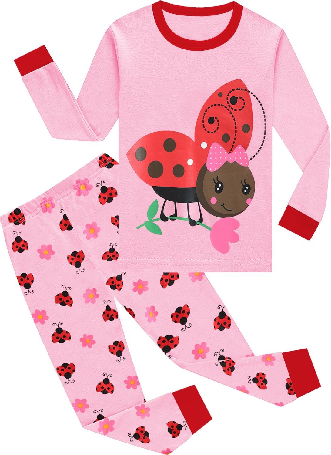 EULLA Kinder Schlafanzüge Mädchen Langarm Winter Pyjama Set Baumwolle Meerjungfrau Einhorn Prinzessin Katze Dino Zweiteilig Nachtwäsche 92 98 104 110 116 122