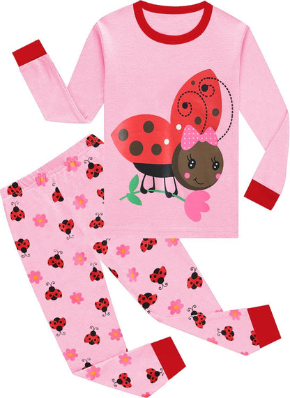 EULLA Kinder Schlafanzüge Mädchen Langarm Winter Pyjama Set Baumwolle Meerjungfrau Einhorn Prinzessin Katze Dino Zweiteilig Nachtwäsche 92 98 104 110 116 122
