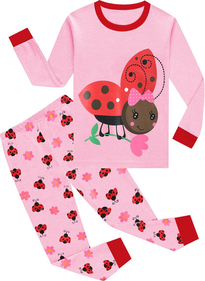 EULLA Children's Pyjamas Girls Long Sleeve Winter Pyjama Set Cotton Mermaid Unicorn Princess Cat Dino Two Piece Sleepwear 92 98 104 110 116 122