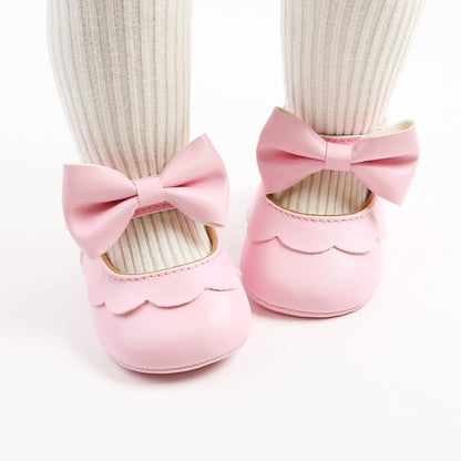 MASOCIO Babyschuhe für Mädchen mit Schleife – Rutschfeste Party Ballet Flats für Kleinkinder