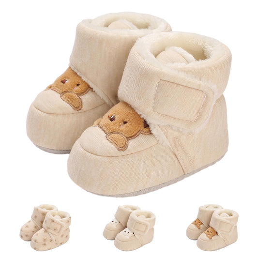 Tolaler Baby Newborn Fleece Booties Unisex, Thickened Lining, Warm Baby Winter Shoes, Adjustable Non-Slip with Soft Sole, Baby Booties/Everyday Wear (0–18 Months)