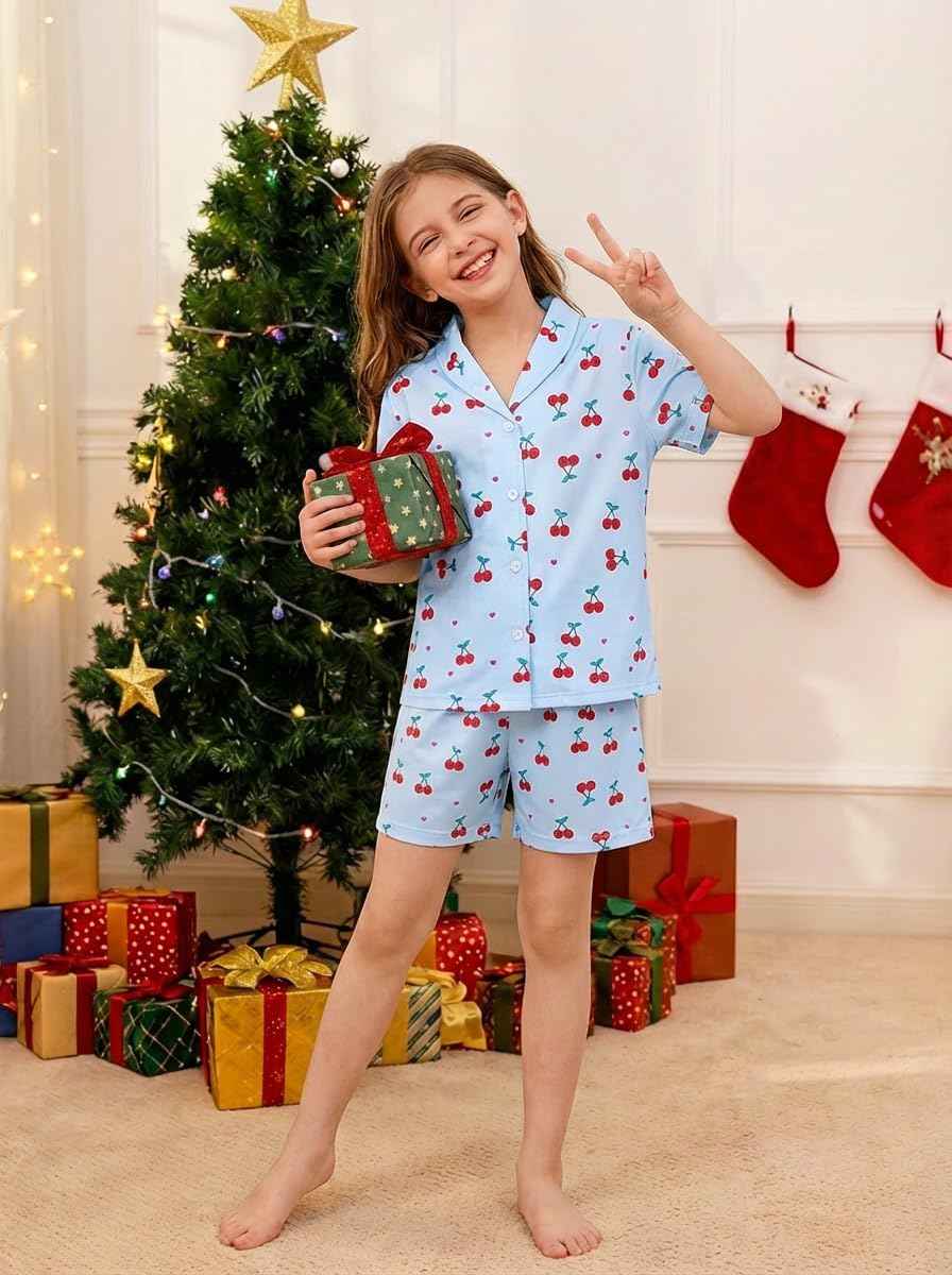 Pyjamas Girls Children, Cute Pyjama Sets, Satin Pyjamas for Girls 5-14 Years